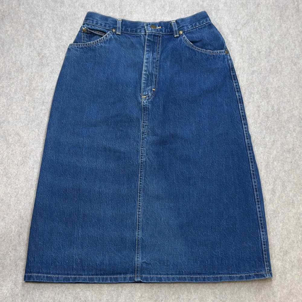 Vintage L.L. Bean Denim Skirt Womens 0/2 Midi Blue Academia Teachercore Gorpcore